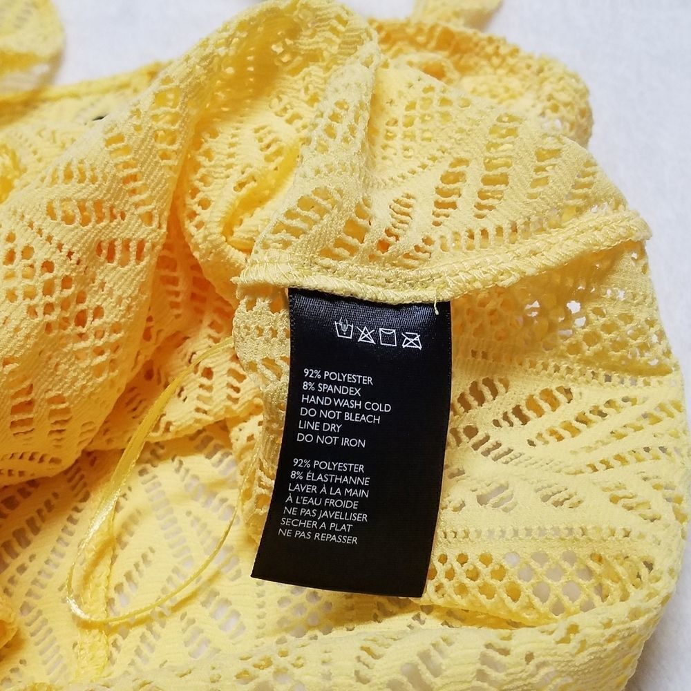 URBAN Outfitters Out From Under Cameron Yellow Crochet Cutout Bodysuit Medium - Picture 6 of 12